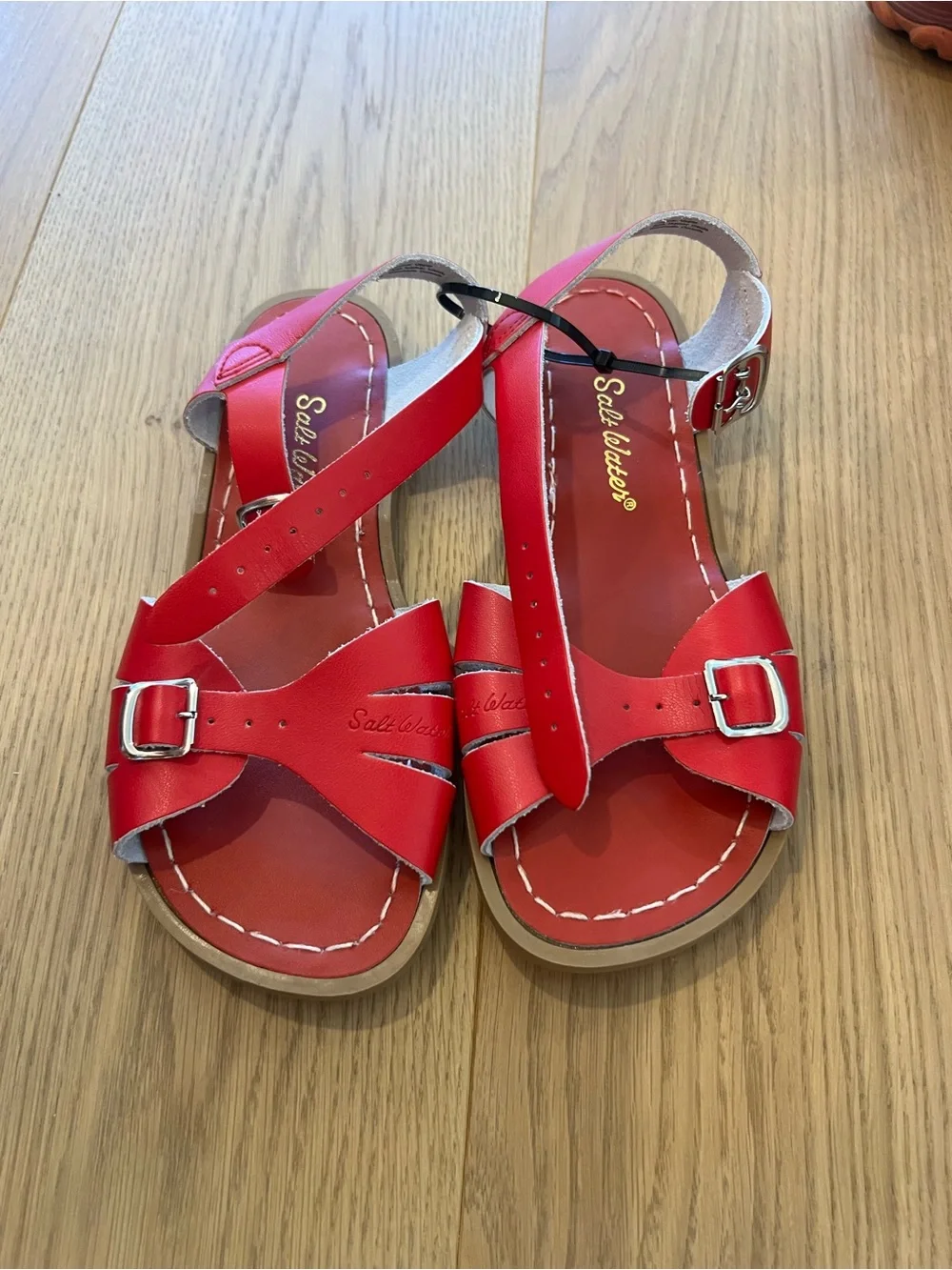 Salt Water Sandals by Hoy Red Kids Leather Buckle Sandals